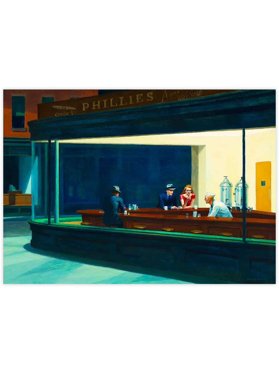 Edward Hopper Nighthawks - Art Print Ünlü Ressamlar Poster