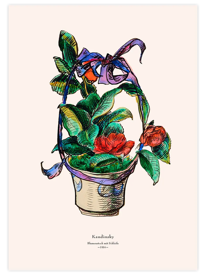 Kandinsky Flower Basket with Bow - Art Print Ünlü Ressamlar Poster