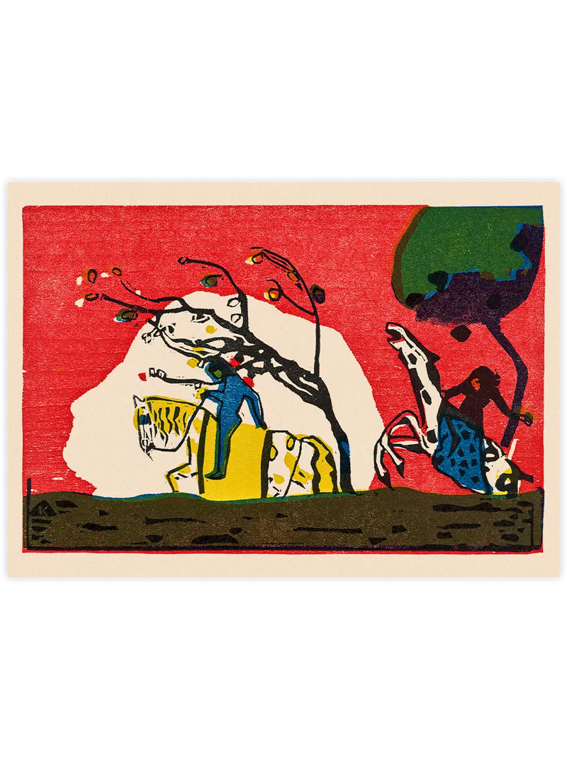 Kandinsky Two Riders against a Red Background - Art Print Ünlü Ressamlar Poster