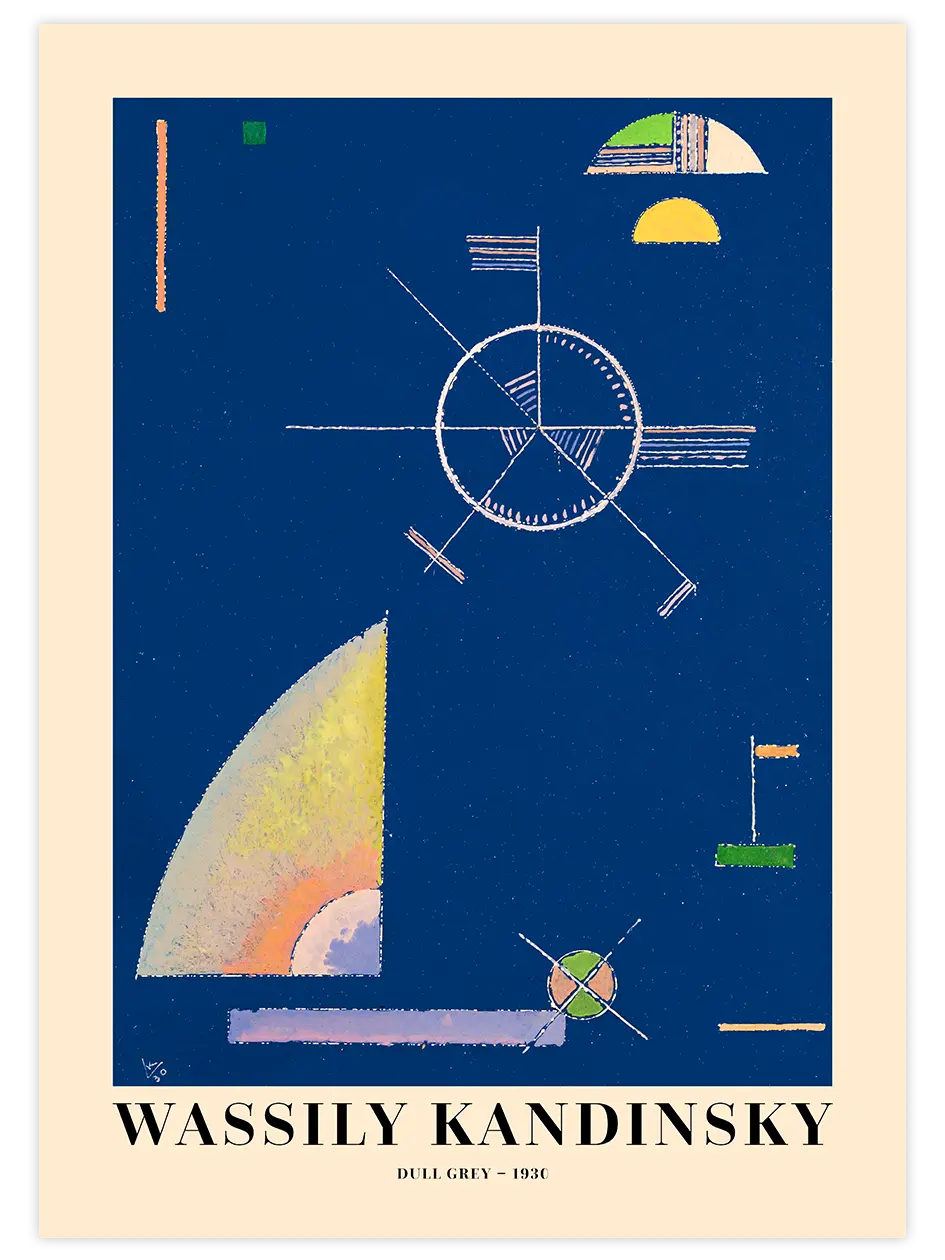 Kandinsky Dull Grey - Art Print Ünlü Ressamlar Poster