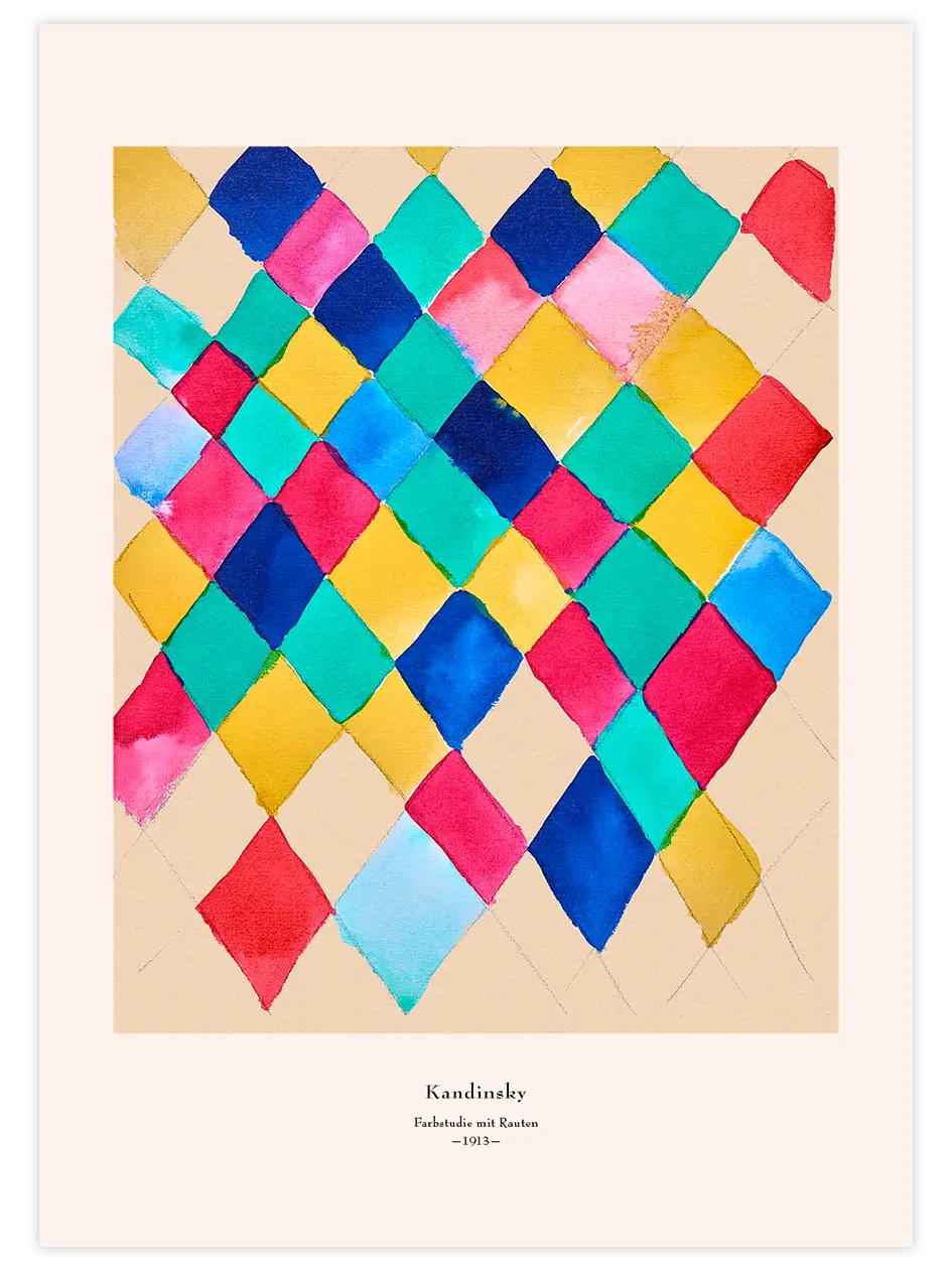 Kandinsky Farbstudie mit Rauten - Art Print Ünlü Ressamlar Poster