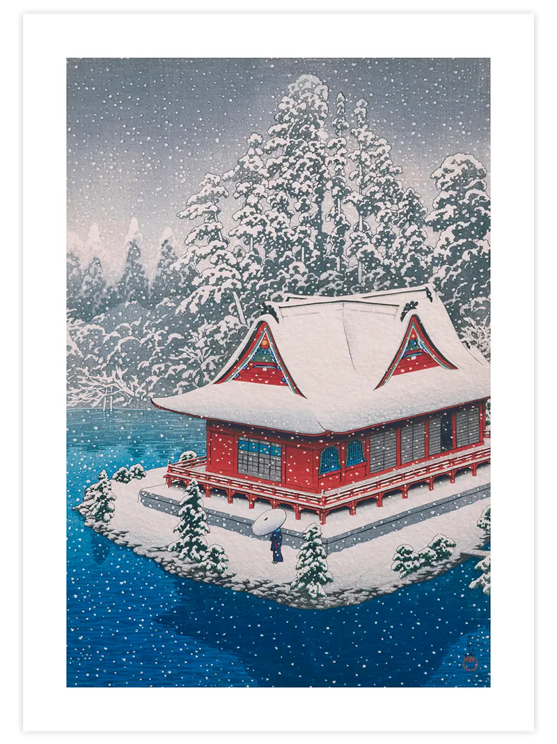 Kawase The Inokashira Benten Shrine in Snow - Art Print Ünlü Ressamlar Poster