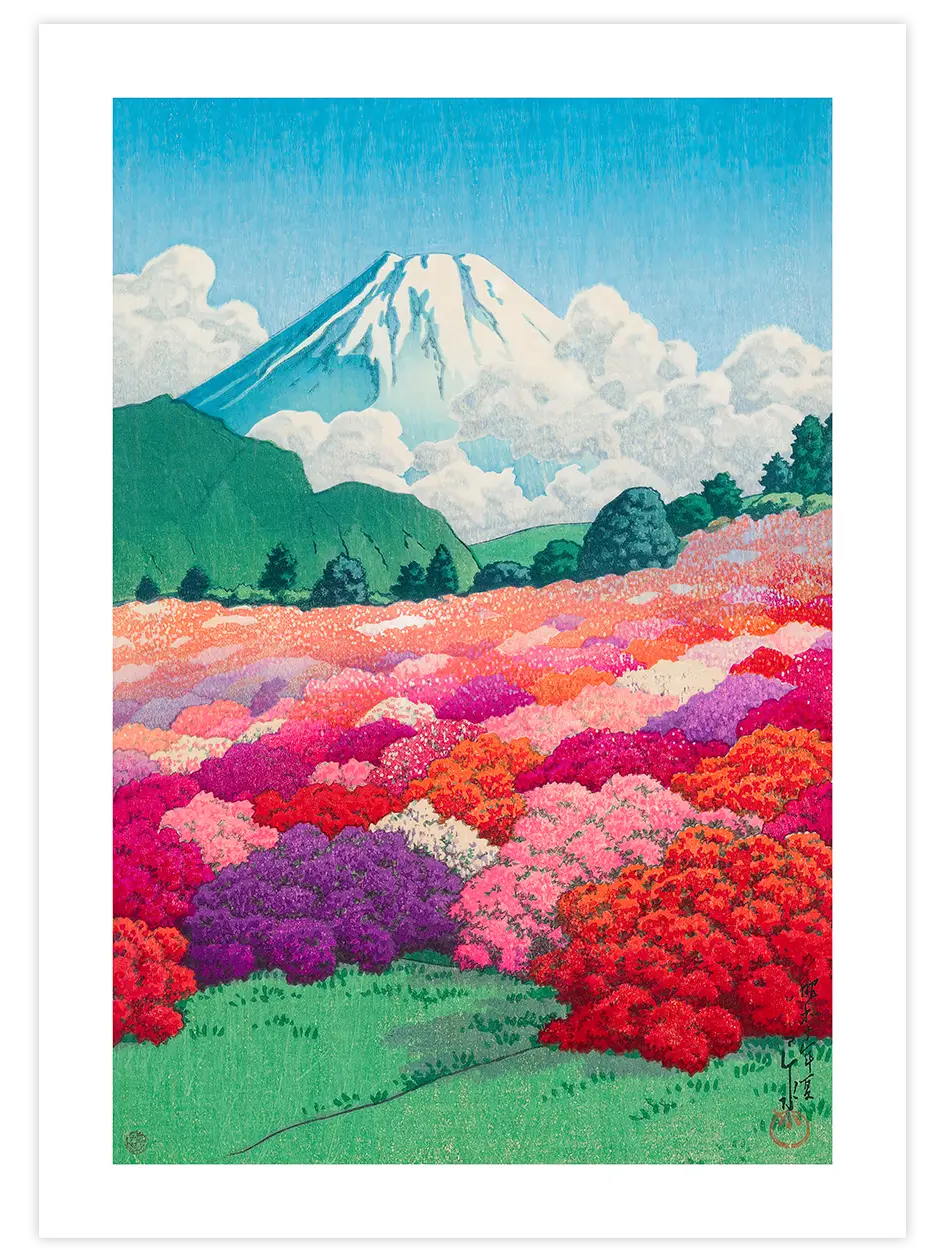 Kawase Mount Fuji from an Azalea Garden - Art Print Ünlü Ressamlar Poster