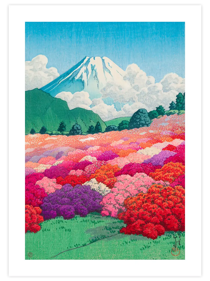 Kawase Mount Fuji from an Azalea Garden - Art Print Ünlü Ressamlar Poster
