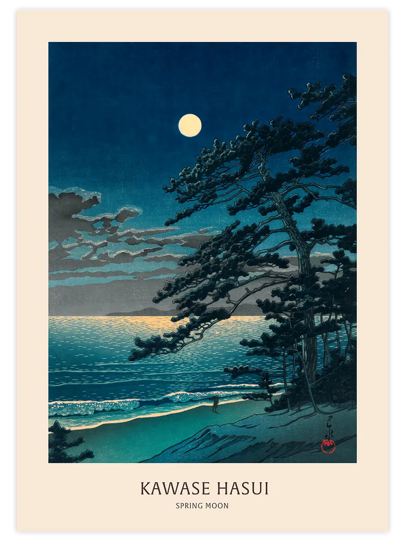 Kawase Spring Moon at Ninomiya Beach - Art Print Ünlü Ressamlar Poster