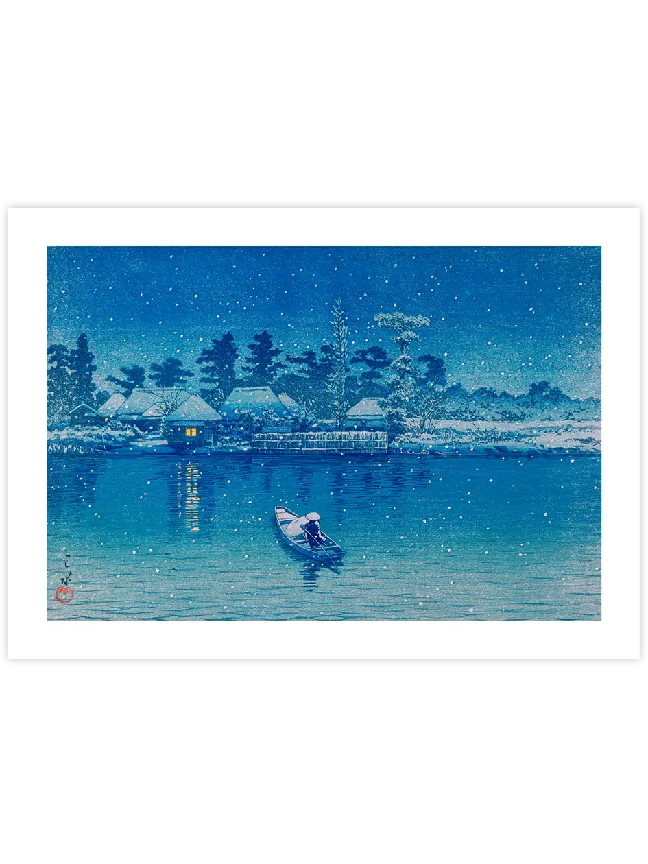 Kawase Ushibori in Snow - Art Print Ünlü Ressamlar Poster