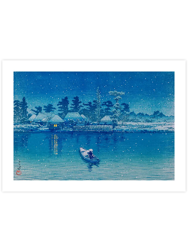Kawase Ushibori in Snow - Art Print Ünlü Ressamlar Poster