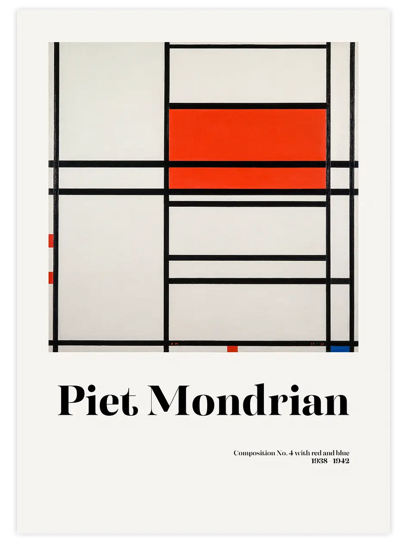 Mondrian Composition No.4 - Art Print Ünlü Ressamlar Poster