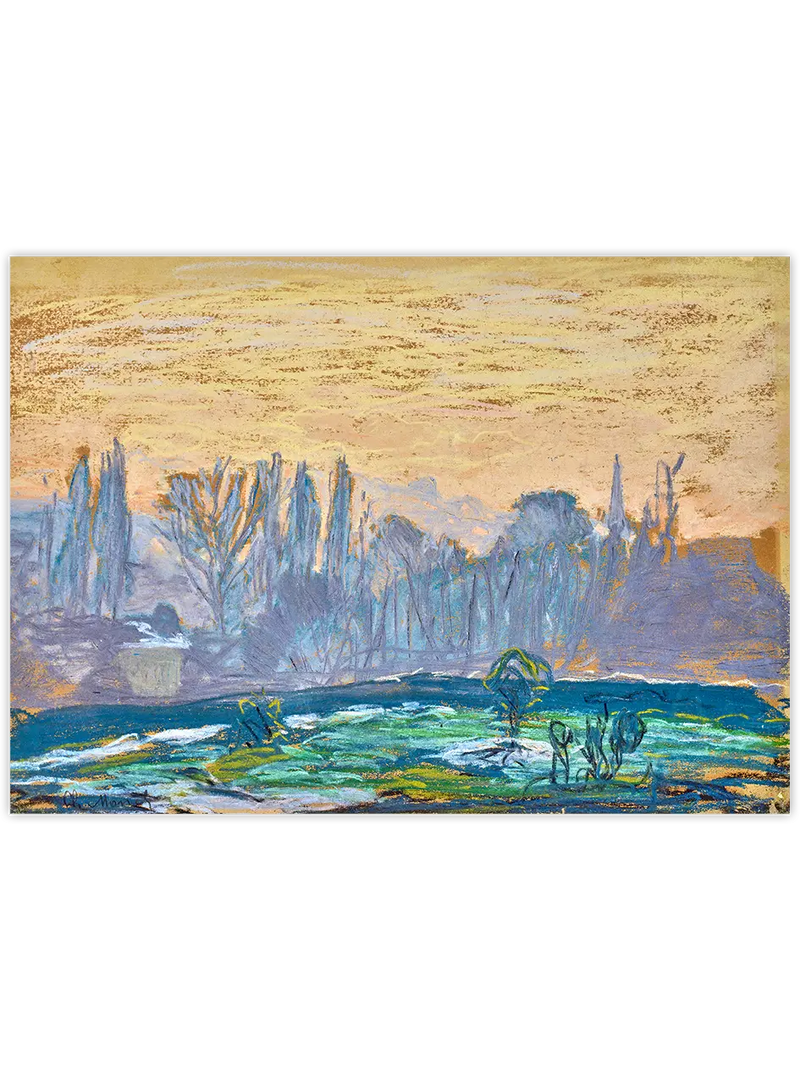 Monet Winter Landscape with Evening Sky - Art Print Ünlü Ressamlar Poster