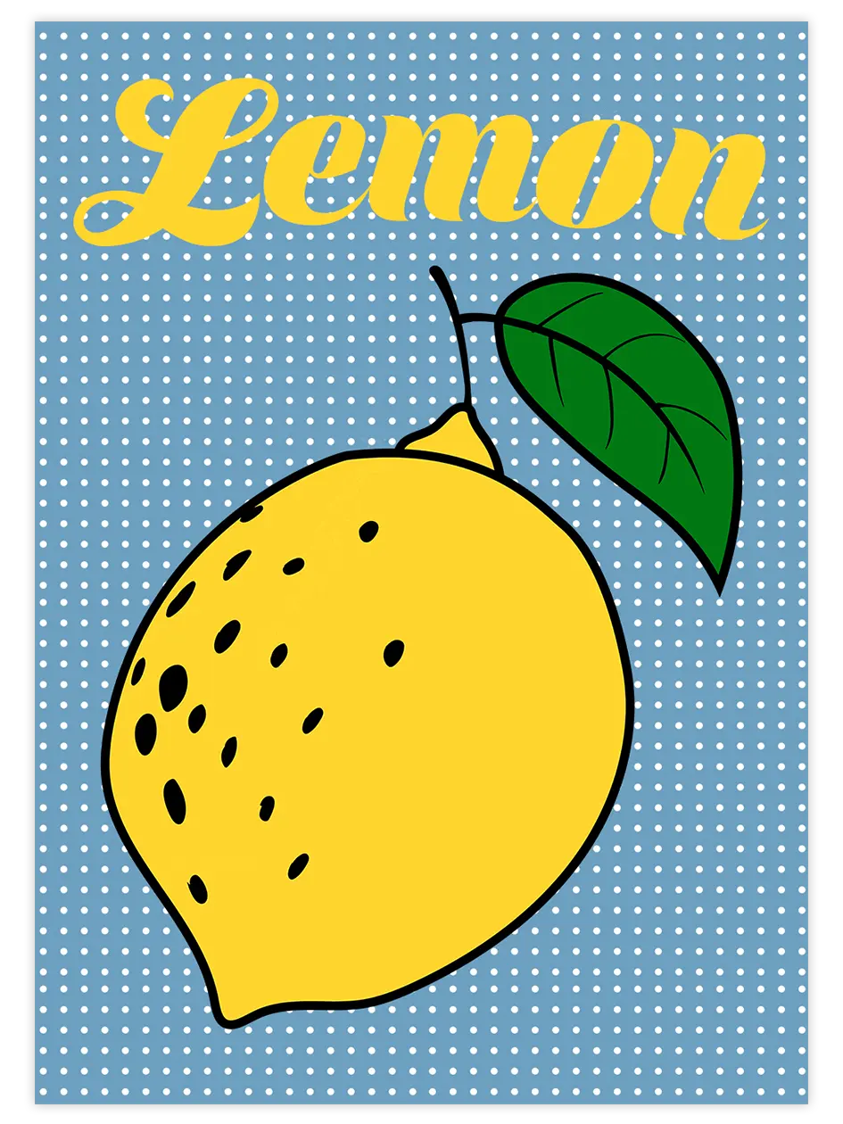 Retro Lemon - Art Print Mutfak Poster