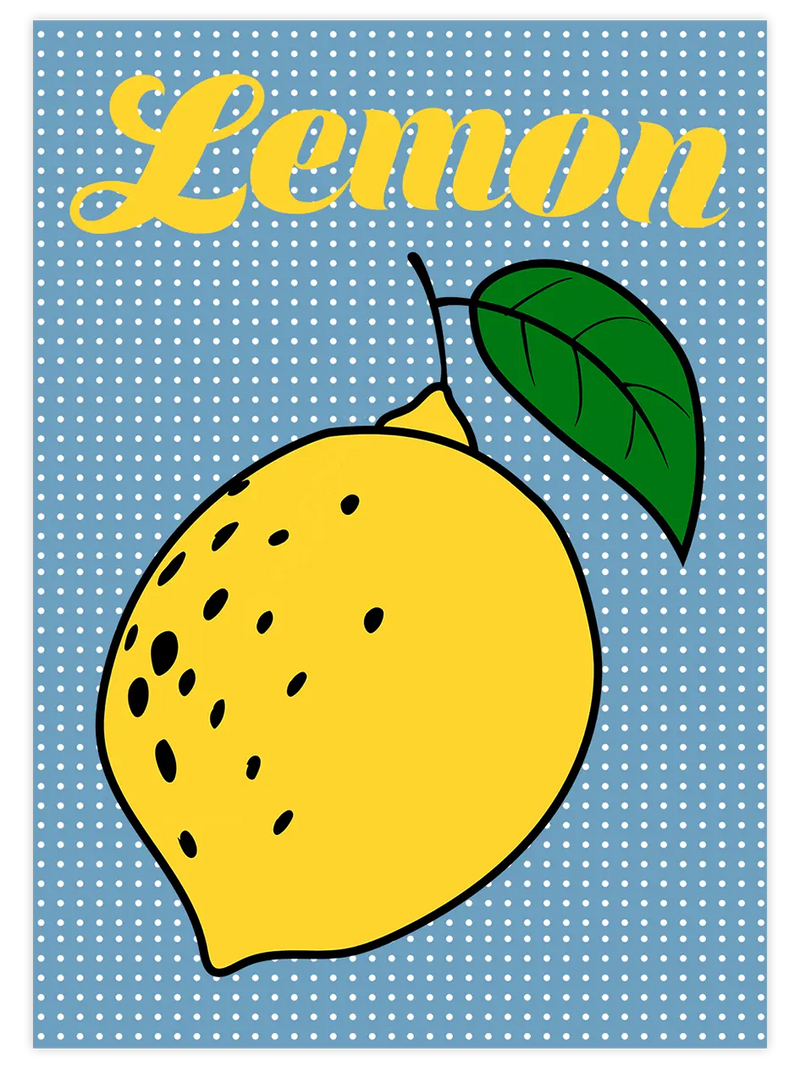Retro Lemon - Art Print Mutfak Poster
