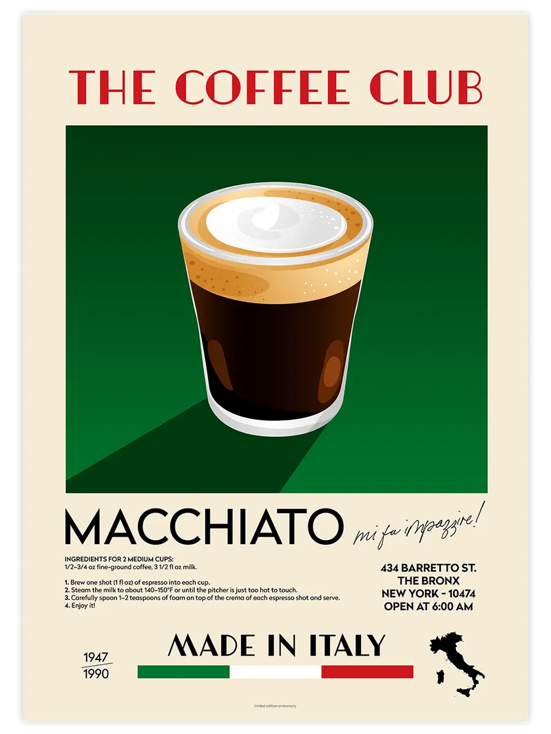 The Coffee Club Macchiato - Art Print Mutfak Poster