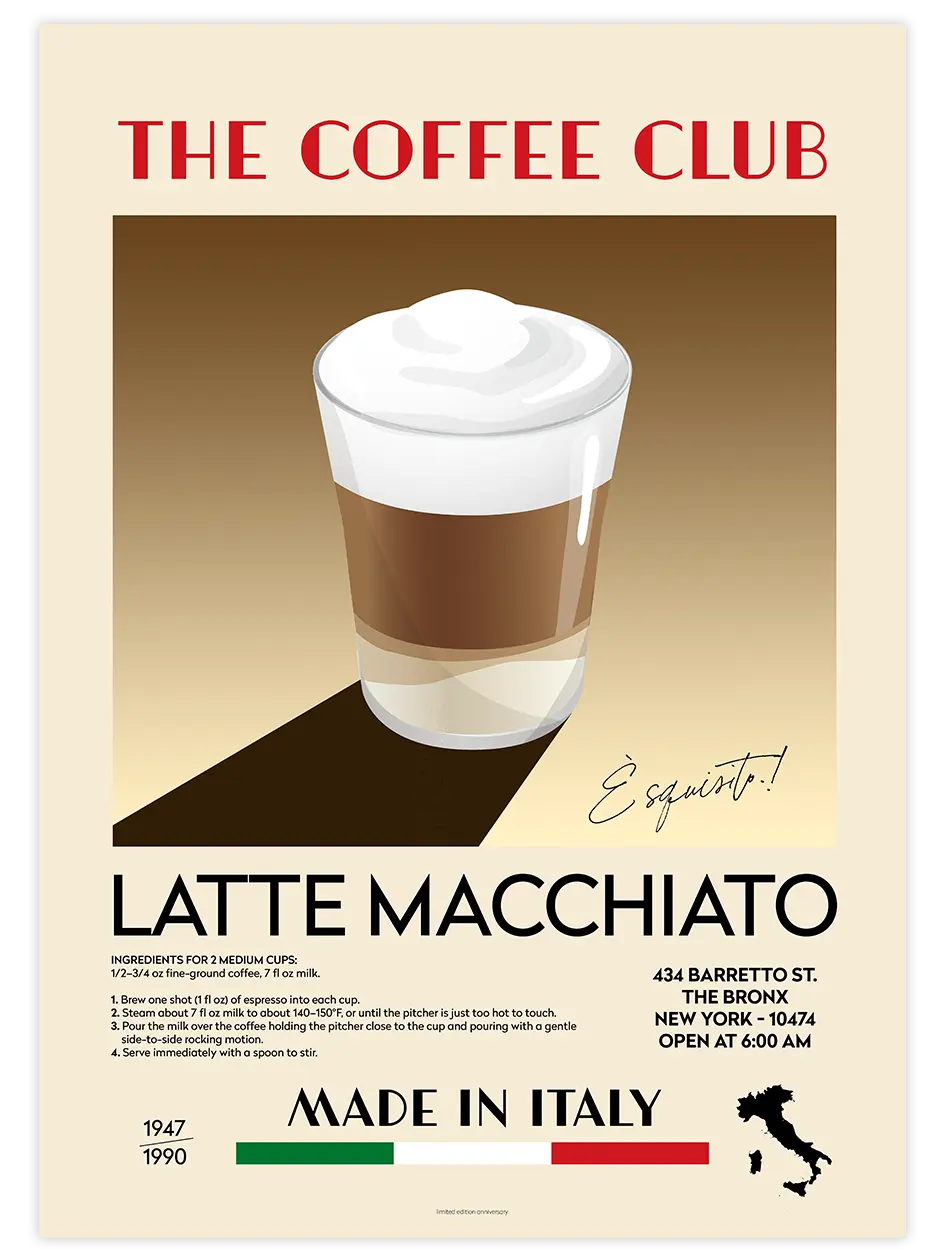 The Coffee Club Latte Macchiato - Art Print Mutfak Poster