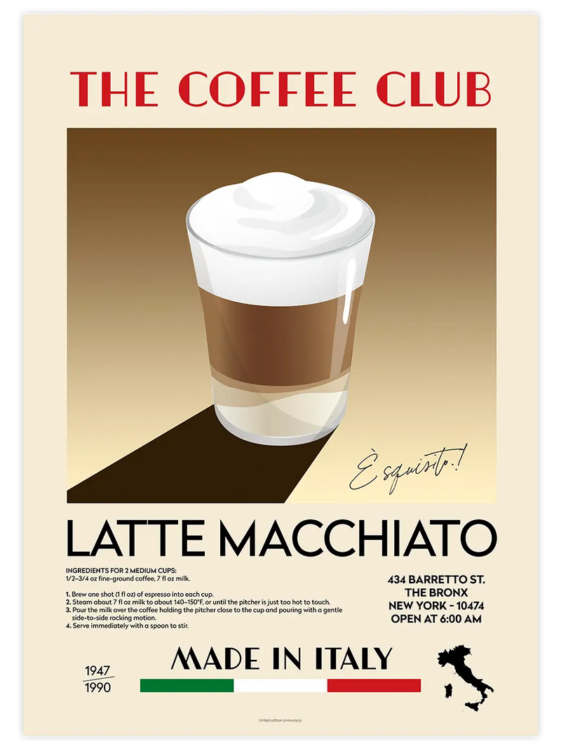 The Coffee Club Latte Macchiato - Art Print Mutfak Poster