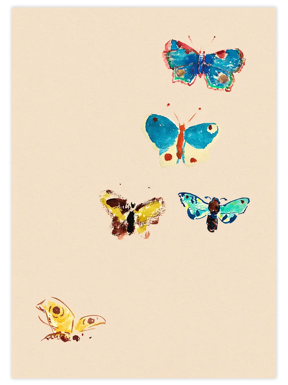 Odilon Redon Five Butterflies - Art Print Ünlü Ressamlar Poster