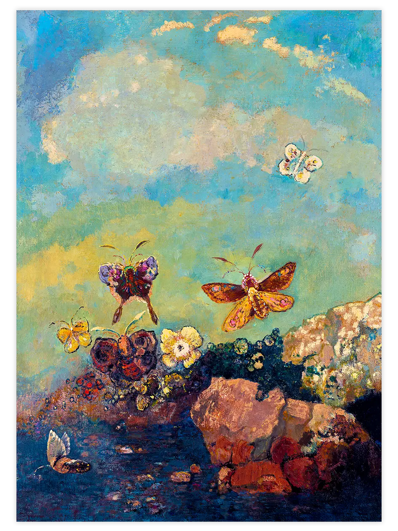 Odilon Redon Kelebekler - Art Print Ünlü Ressamlar Poster