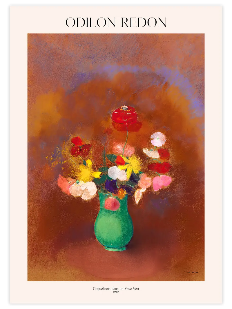 Odilon Redon Coquelicots dans un Vase Vert - Art Print Ünlü Ressamlar Poster