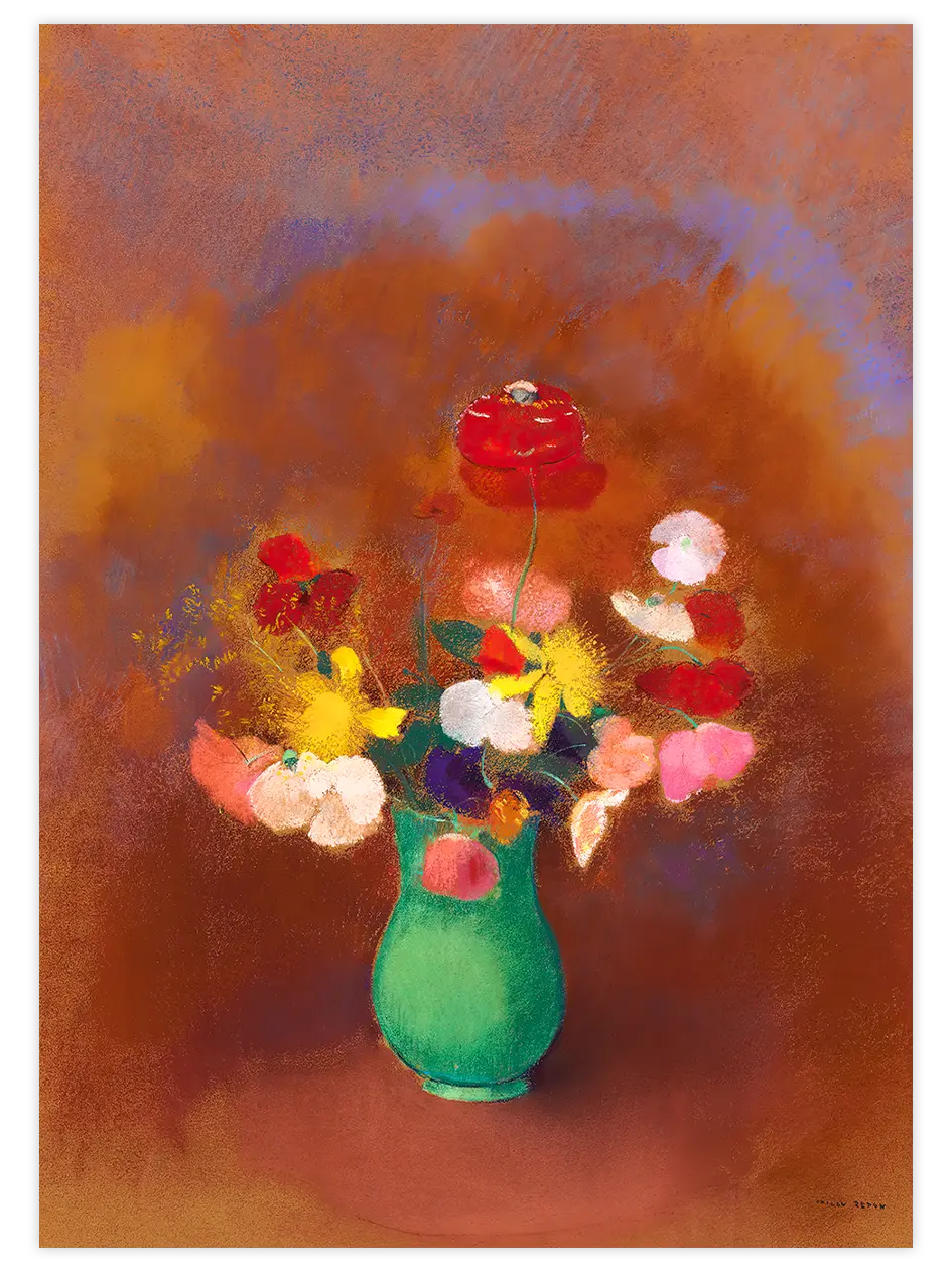 Odilon Redon Yeşil Vazodaki Gelincikler - Art Print Ünlü Ressamlar Poster
