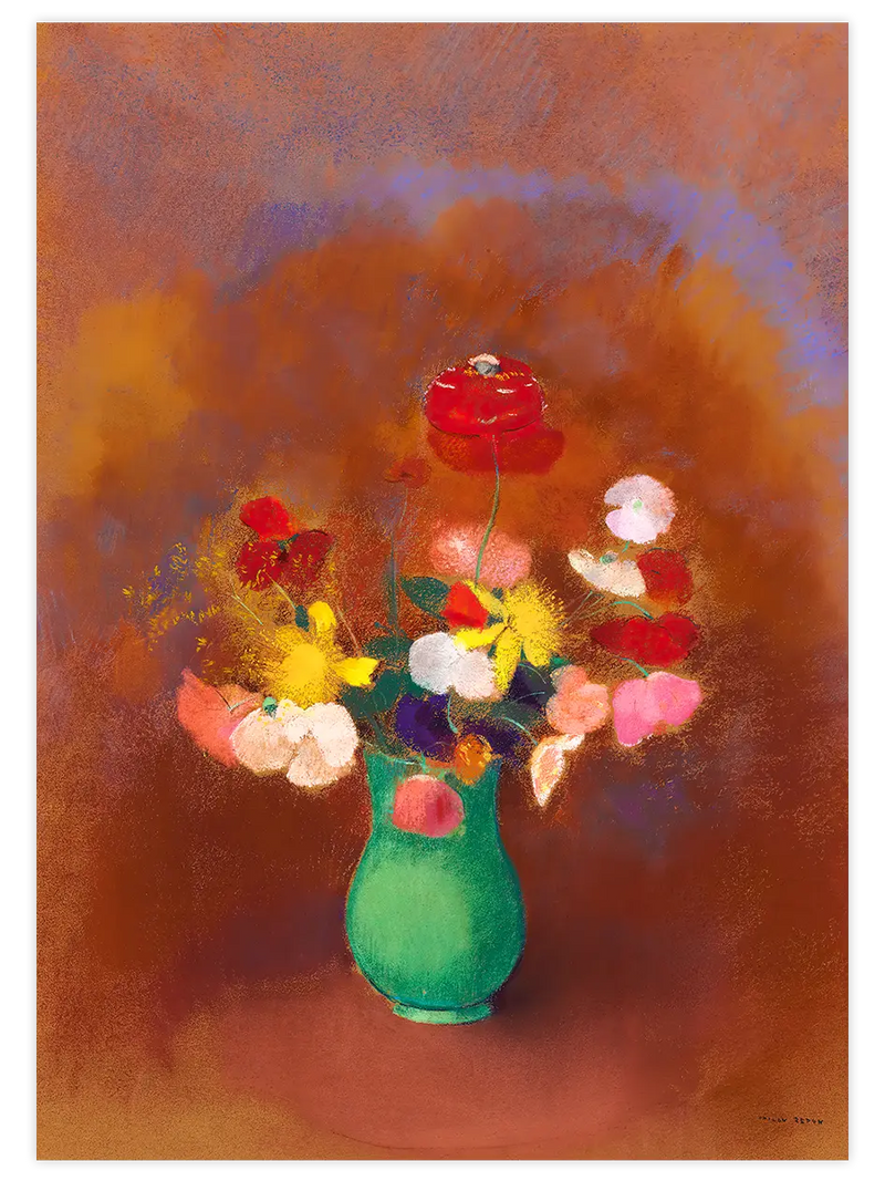 Odilon Redon Yeşil Vazodaki Gelincikler - Art Print Ünlü Ressamlar Poster