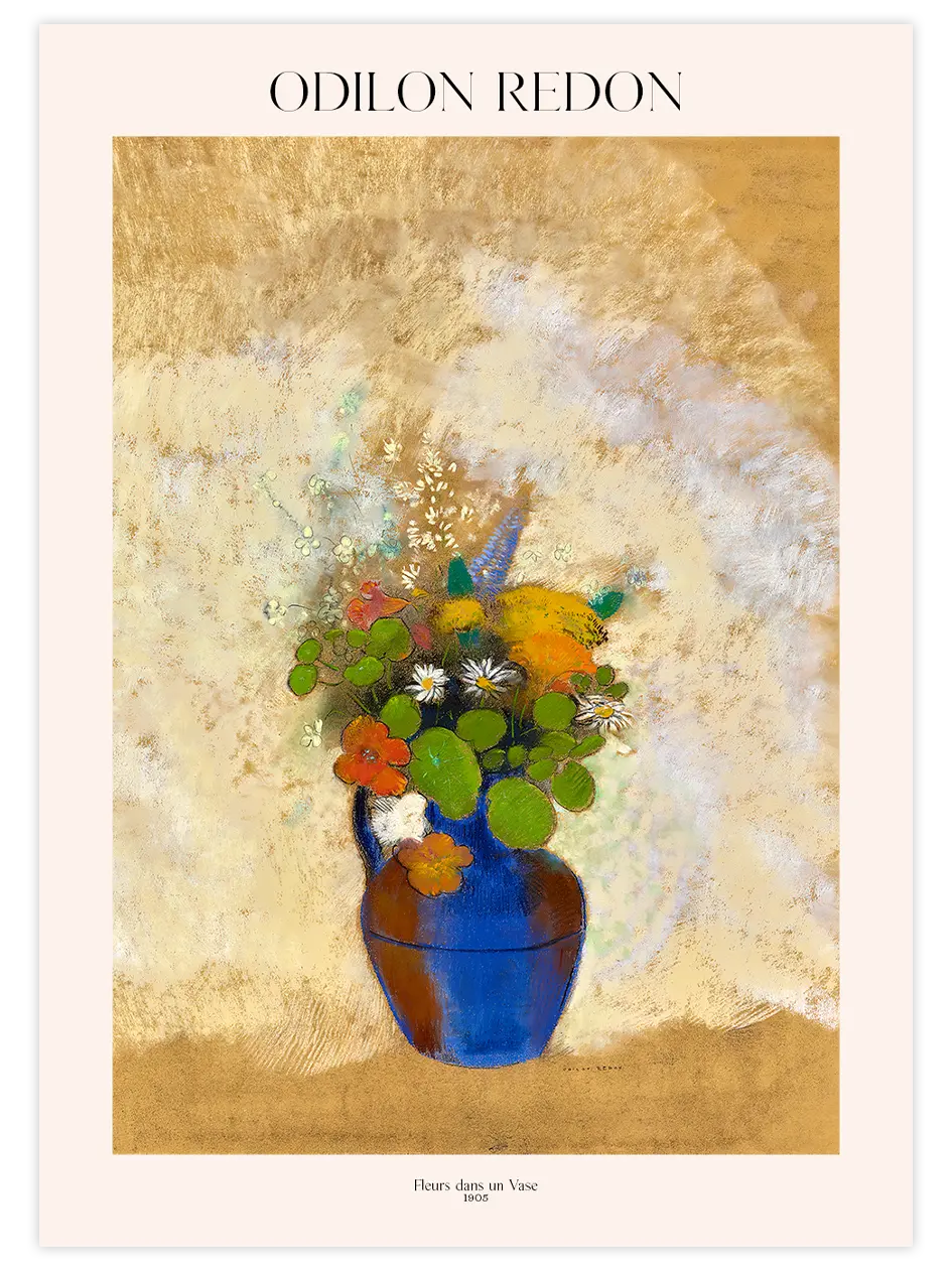 Odilon Redon Fleurs dans un Vase - Art Print Ünlü Ressamlar Poster