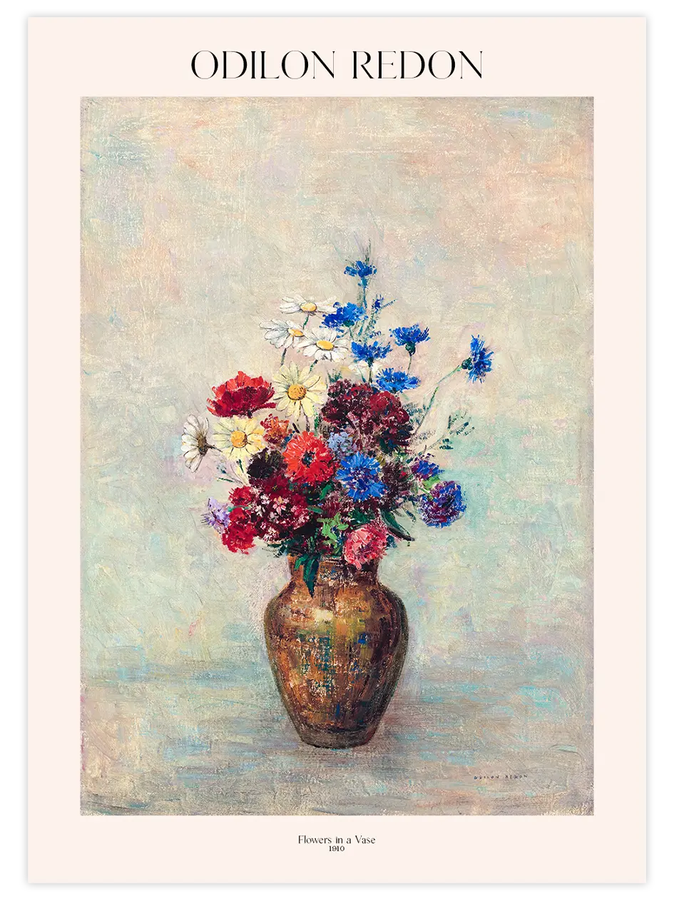 Odilon Redon Flowers In A Vase - Art Print Ünlü Ressamlar Poster