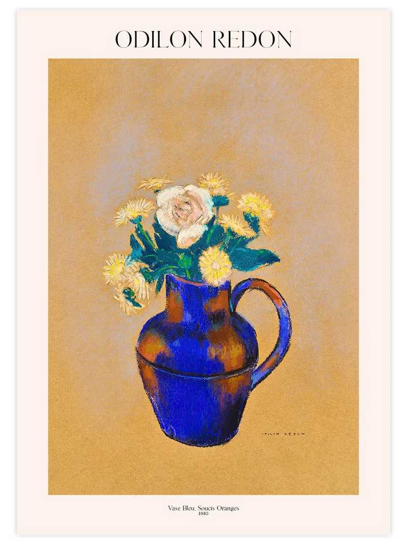 Odilon Redon Vase Bleu, Soucis Orange - Art Print Ünlü Ressamlar Poster