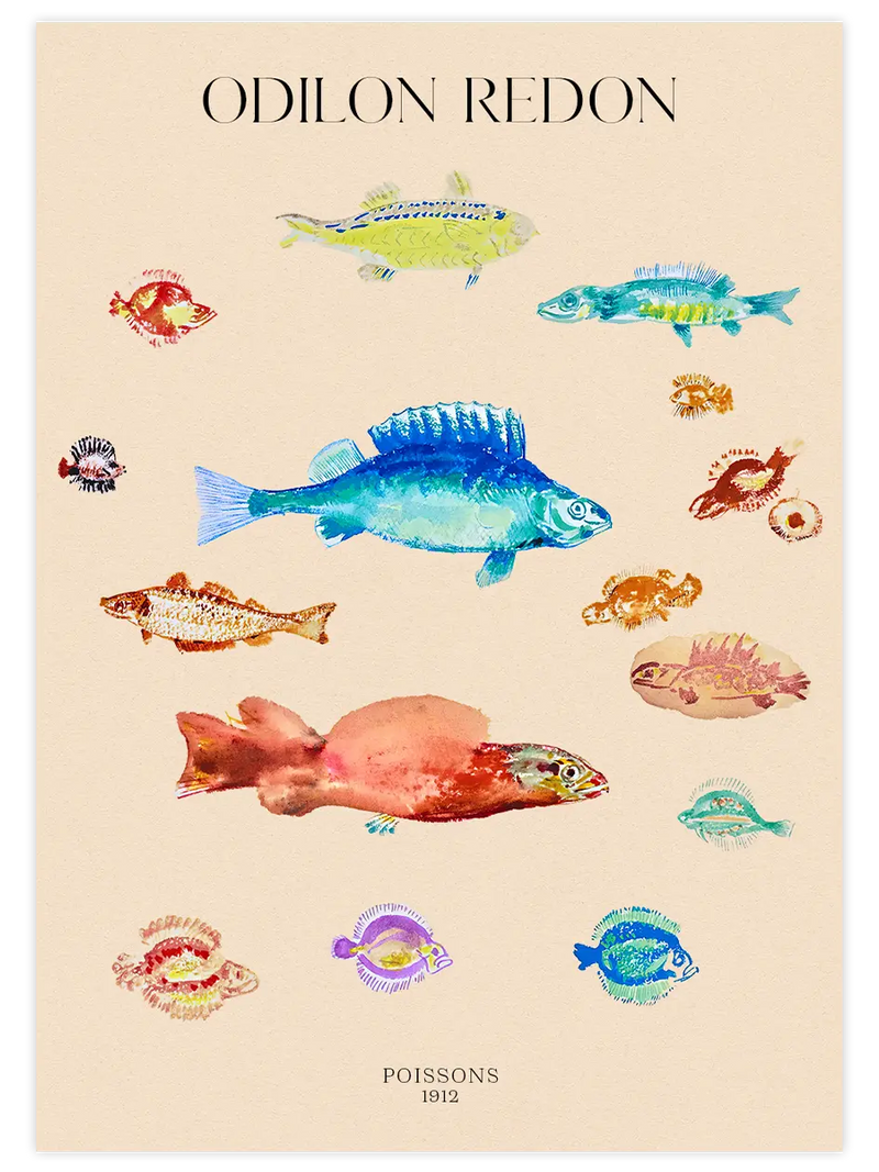 Odilon Redon Poissons - Art Print Ünlü Ressamlar Poster