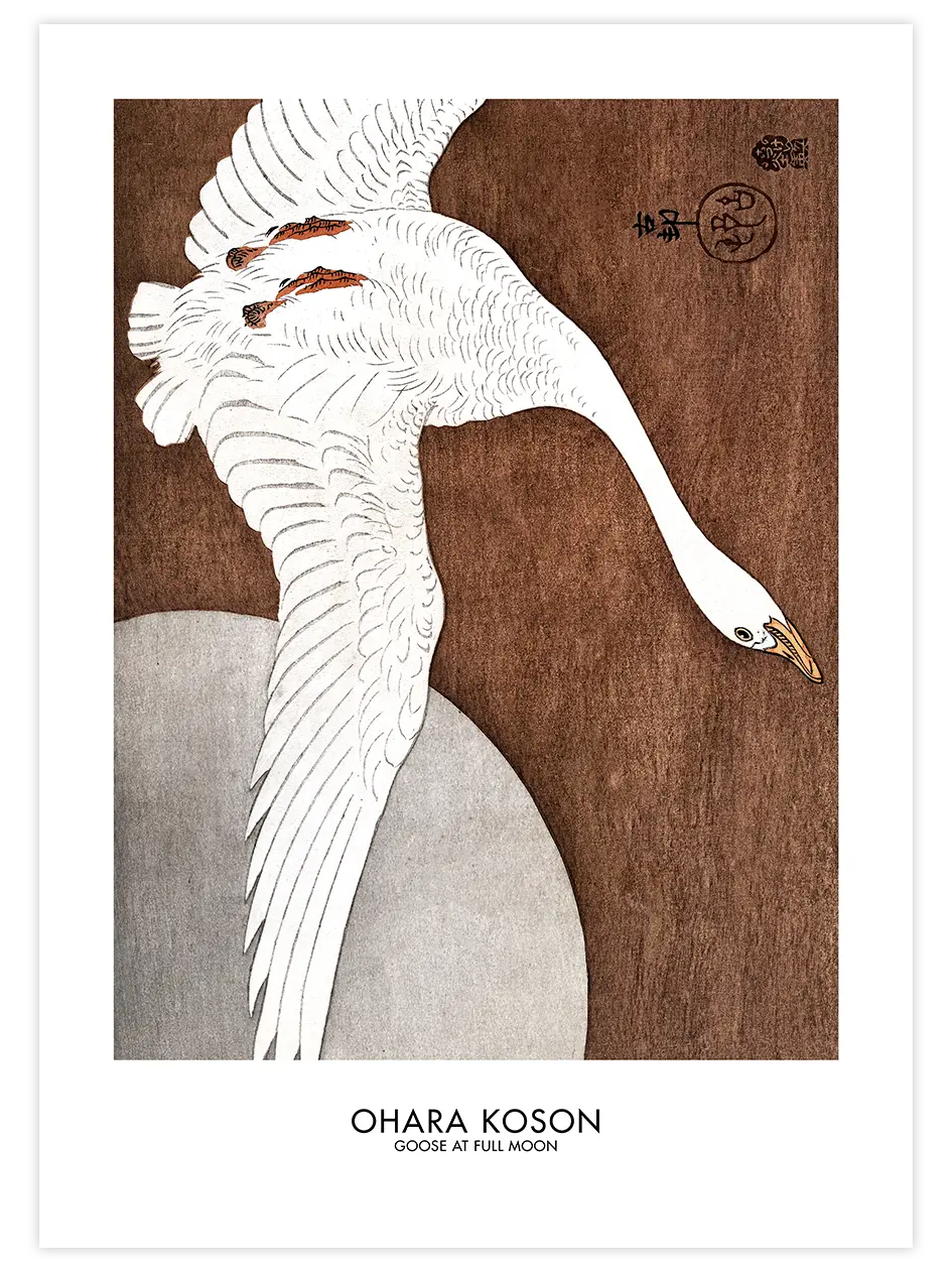 Ohara Koson Goose At Full Moon - Art Print Ünlü Ressamlar Poster