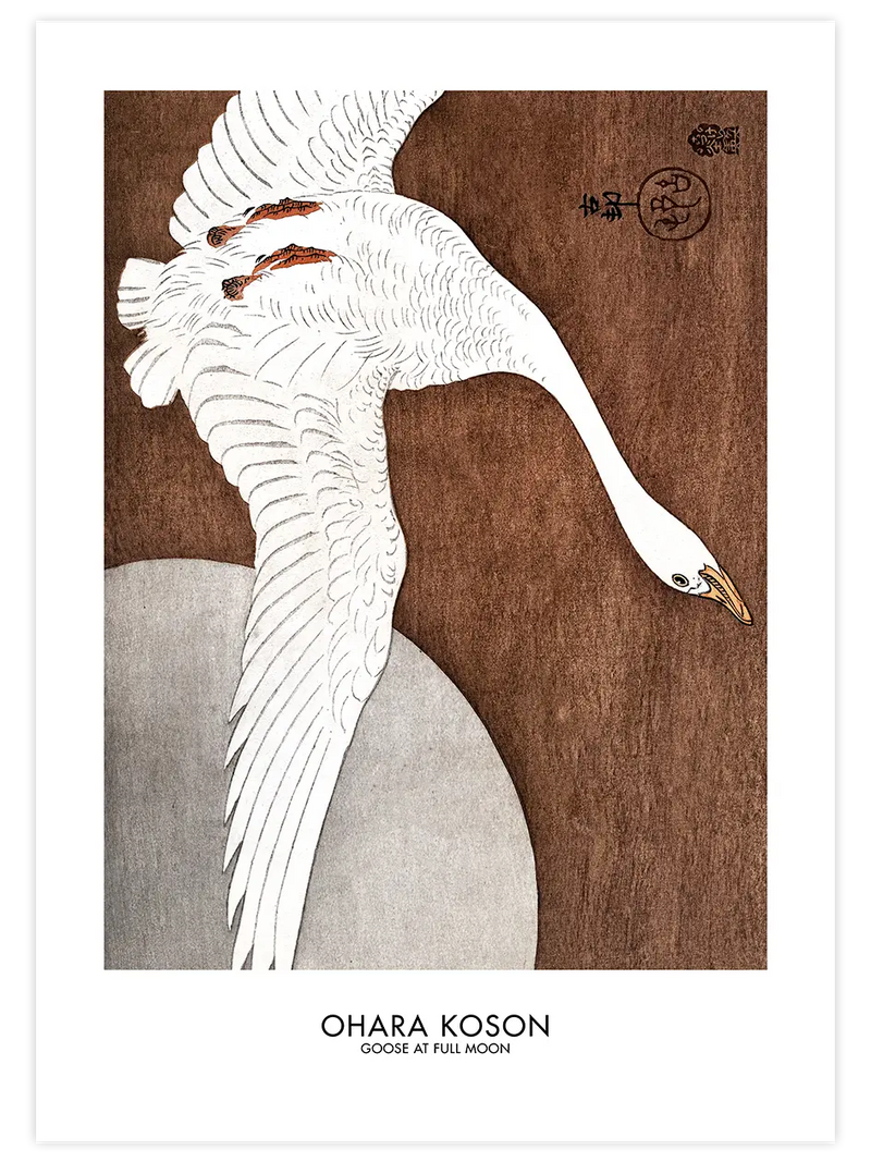 Ohara Koson Goose At Full Moon - Art Print Ünlü Ressamlar Poster