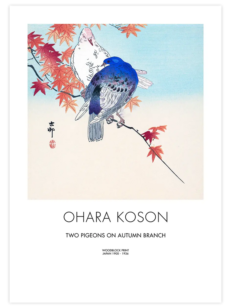 Ohara Koson Two Pigeons - Art Print Ünlü Ressamlar Poster