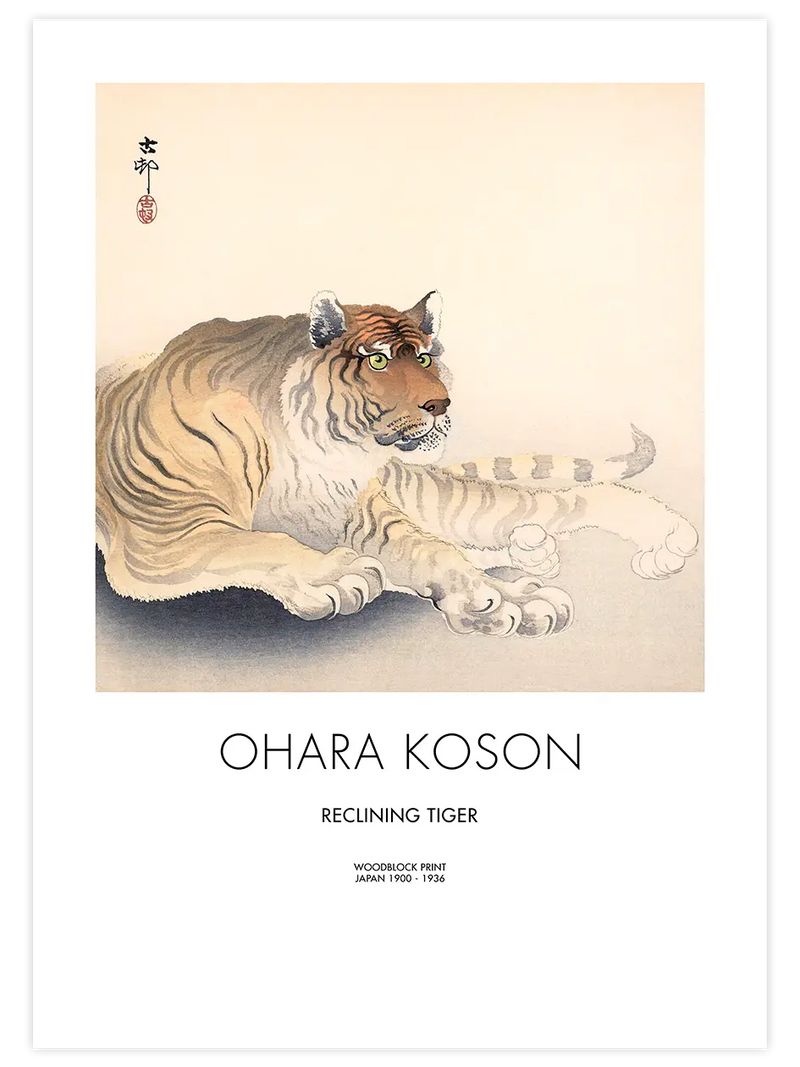 Ohara Koson Reclining Tiger - Art Print Ünlü Ressamlar Poster