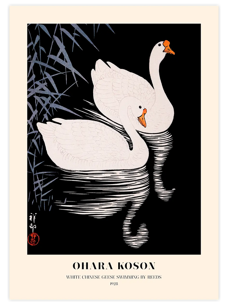 Ohara Koson White Chinese Geese - Art Print Ünlü Ressamlar Poster