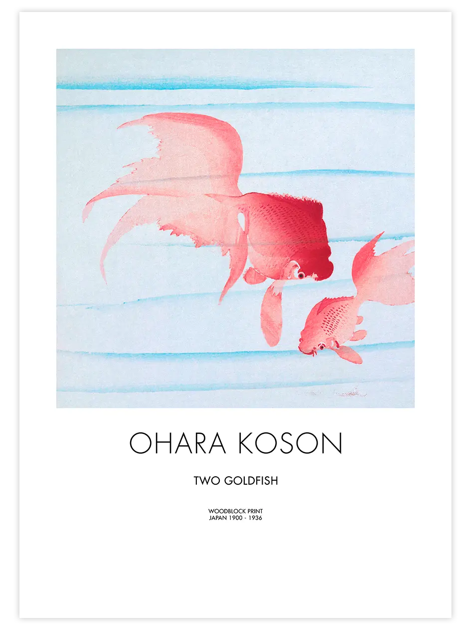 Ohara Koson Two Goldfish - Art Print Ünlü Ressamlar Poster