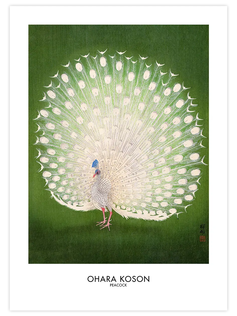 Ohara Koson Peacock - Art Print Ünlü Ressamlar Poster