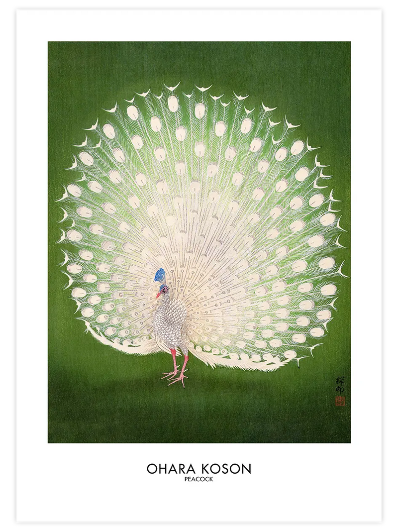 Ohara Koson Peacock - Art Print Ünlü Ressamlar Poster