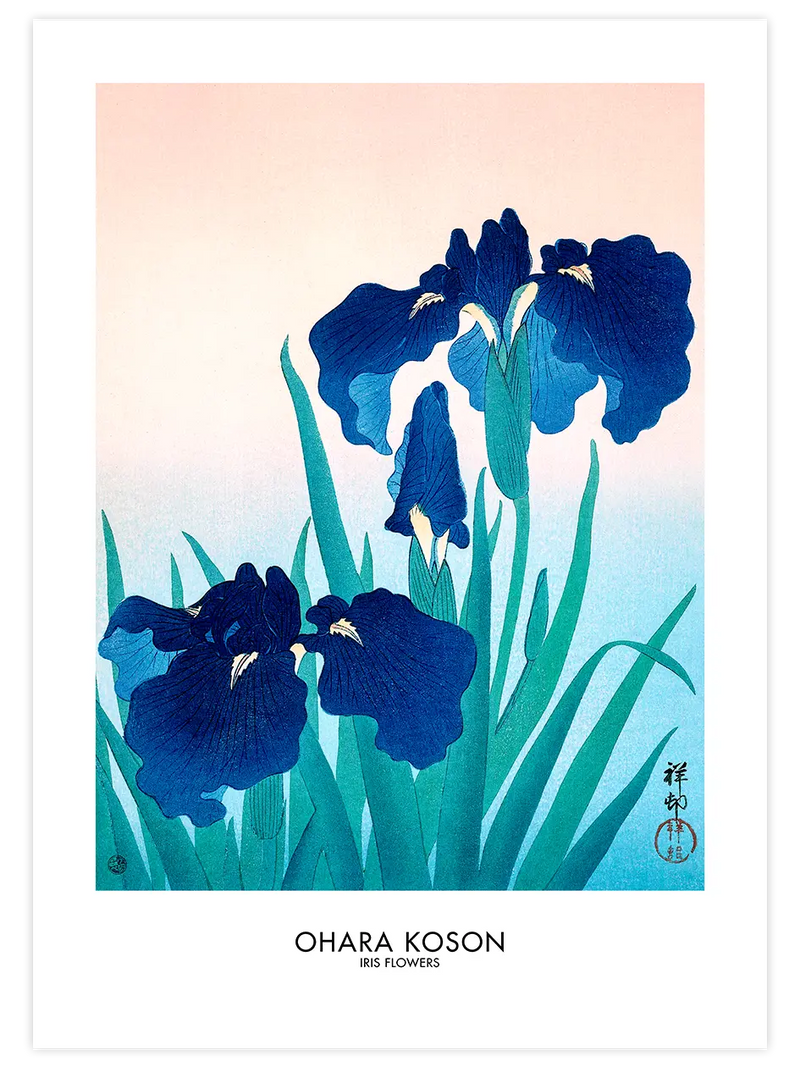 Ohara Koson Iris Flowers - Art Print Ünlü Ressamlar Poster