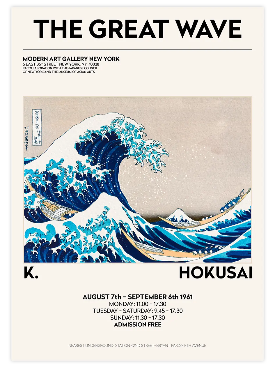 Hokusai Afiş N1 - Art Print Ünlü Ressamlar Poster