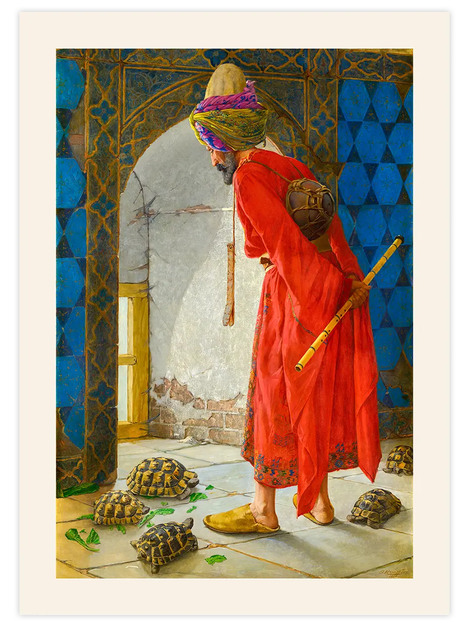 Osman Hamdi Bey Kaplumbağa Terbiyecisi - Art Print Ünlü Ressamlar Poster