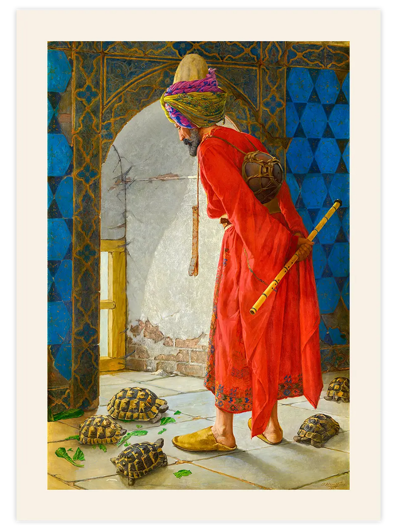 Osman Hamdi Bey Kaplumbağa Terbiyecisi - Art Print Ünlü Ressamlar Poster
