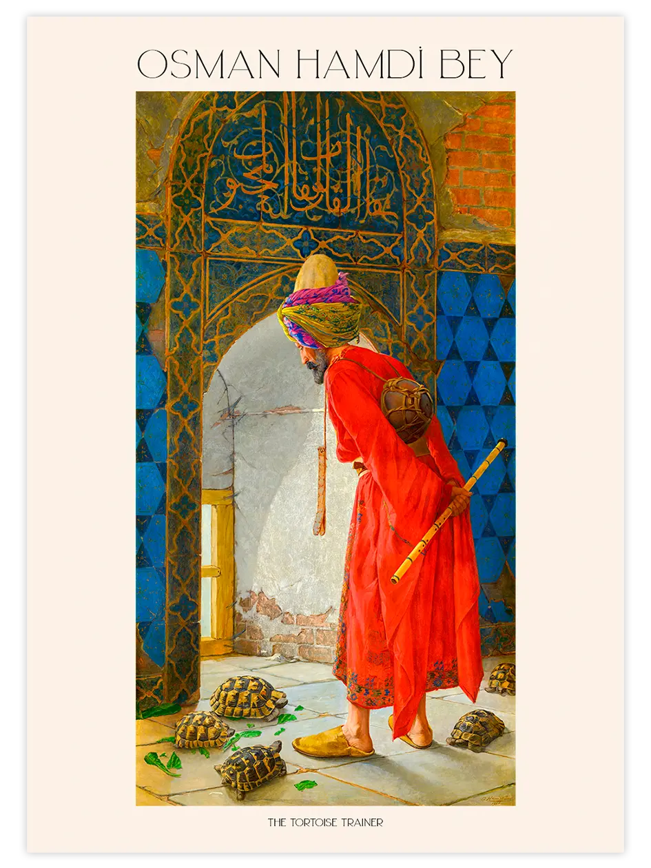 Osman Hamdi Bey Kaplumbağa Terbiyecisi - Art Print Ünlü Ressamlar Poster