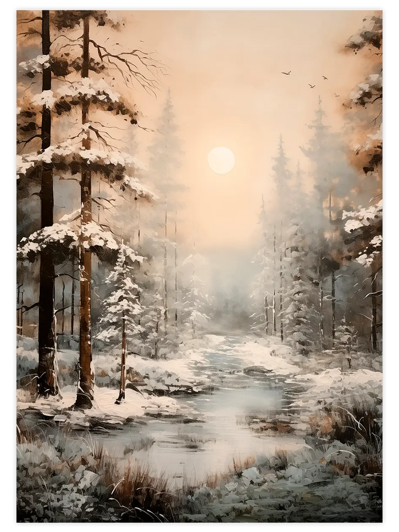 Kış Gün Batımı - Art Print Sanatsal Poster
