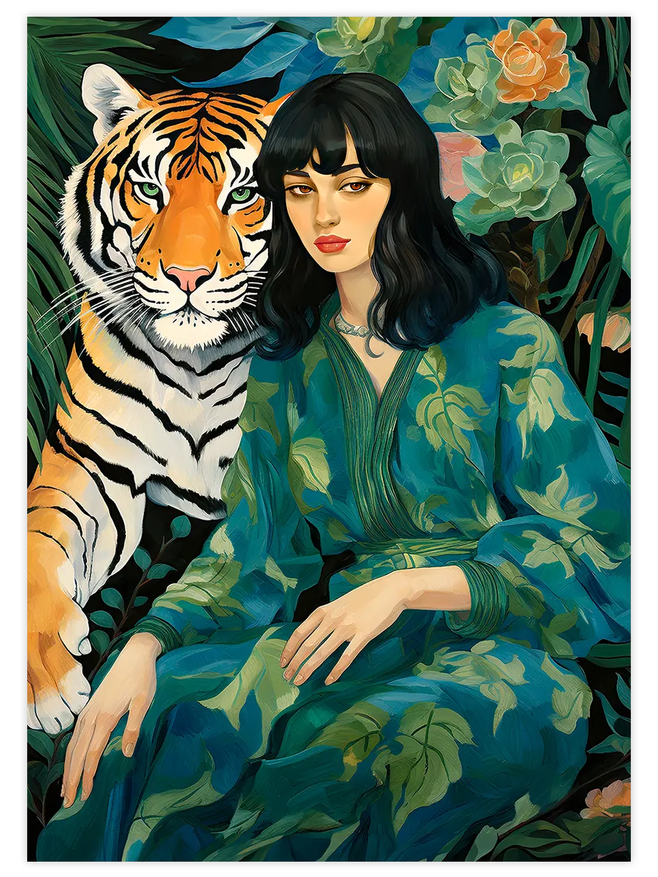 Wild Woman Green - Art Print Sanatsal Poster