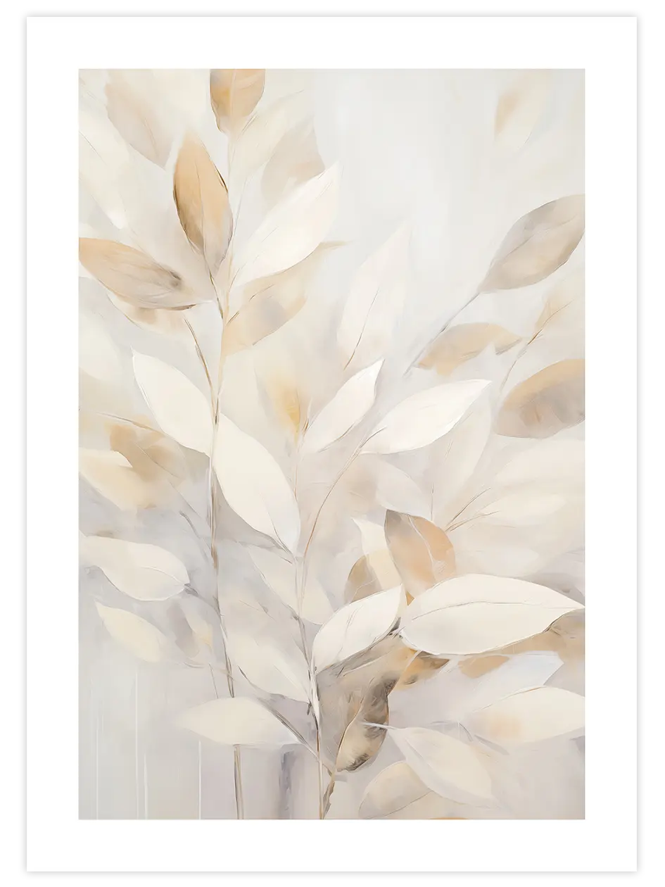 Beige Leaves - Art Print Sanatsal Poster