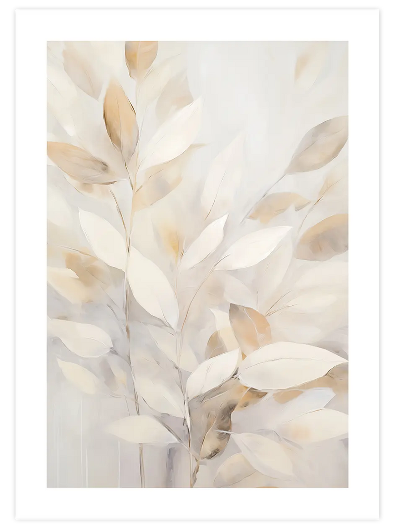 Beige Leaves - Art Print Sanatsal Poster