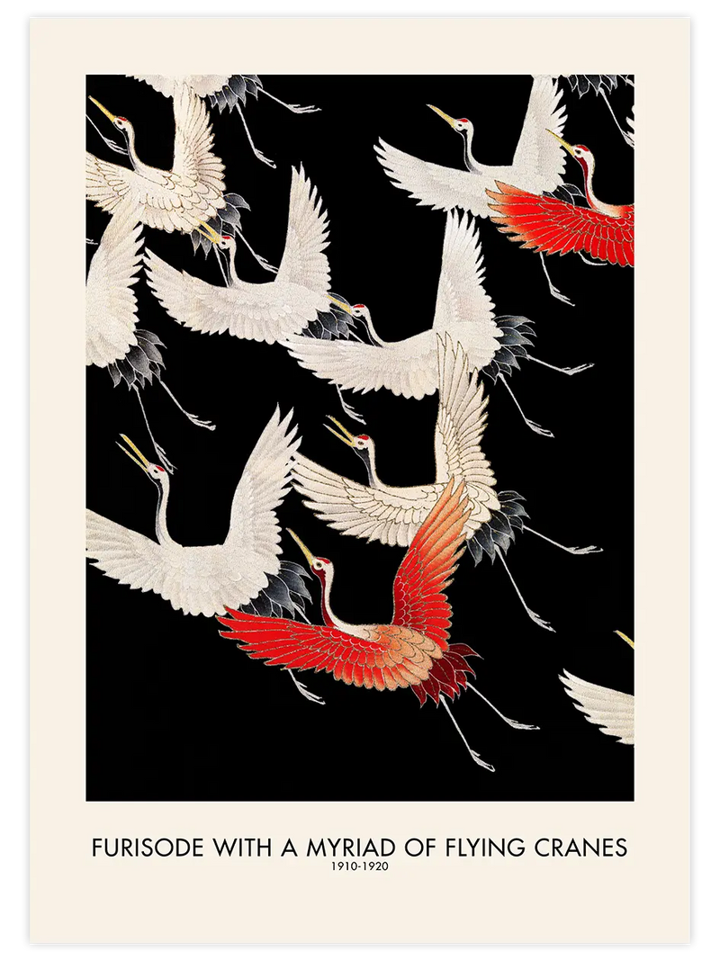 Furisode With A Myriad Of Flying Cranes - Art Print Ünlü Ressamlar Poster