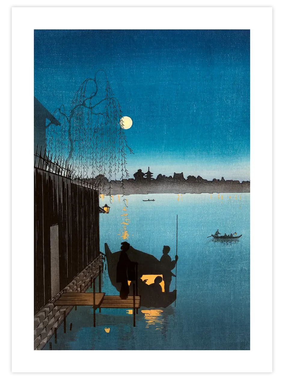Kobayashi Evening Cool On Sumida - Art Print Ünlü Ressamlar Poster