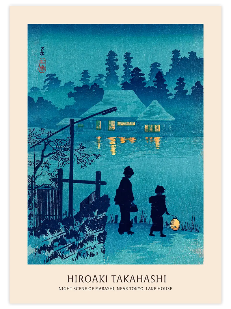 Hiroaki Takahashi Night Scene of Mabashi - Art Print Ünlü Ressamlar Poster
