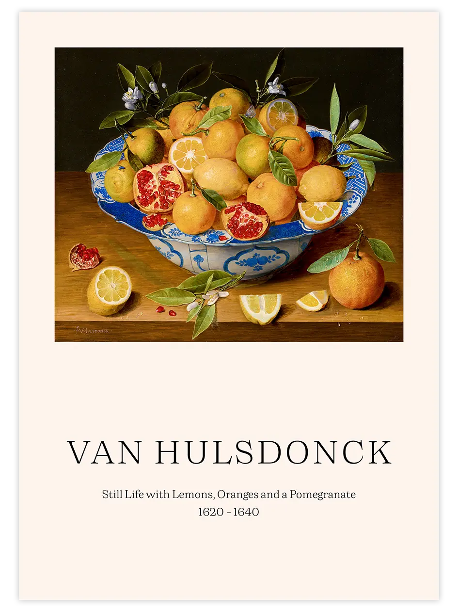 Van Hulsdonck Still Life With Lemons, Oranges And A Pomegranate - Art Print Ünlü Ressamlar Poster