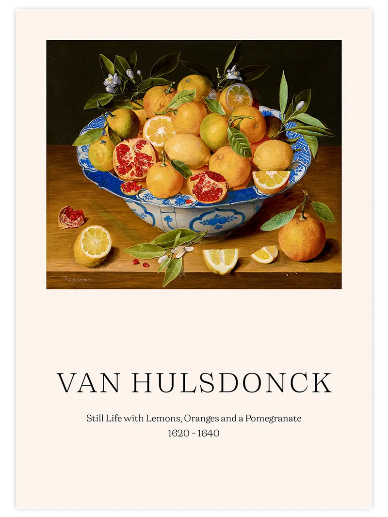 Van Hulsdonck Still Life With Lemons, Oranges And A Pomegranate - Art Print Ünlü Ressamlar Poster