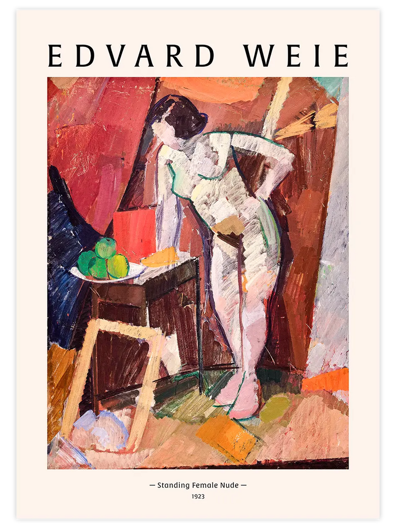 Edvard Weie Standing Female Nude - Art Print Ünlü Ressamlar Poster